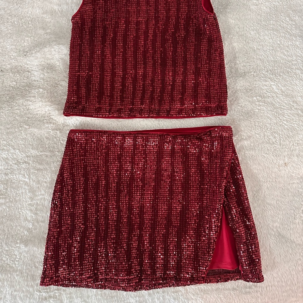 Lovers + Friends Red Sequin Mini Skirt